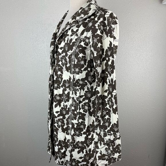 Eddie Bauer Brown and White Floral Rain Jacket Size S EUC - Picture 5 of 8
